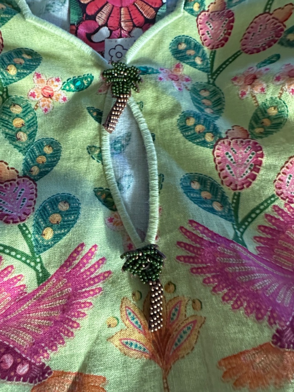 FARM RIO Long Sleeve Midi Dress in Tropical Summer NWT Size S - Picture 6 of 7